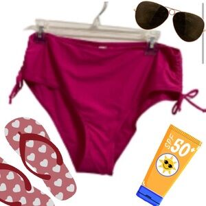 NWOT Chic Soul Shade of Hot Pink Bikini Bottoms with Side Ties Plus Size 1X